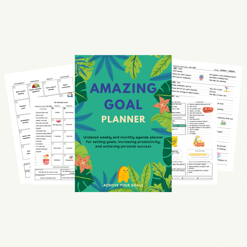 Agenda 2023 Daily Planner Goal Setting Undated Weekly Monthly Year